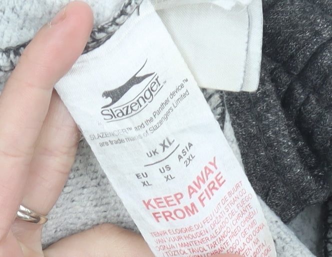 Slazenger Mens Grey XL Sweatpants Trousers Elastic Waist Sports Casual