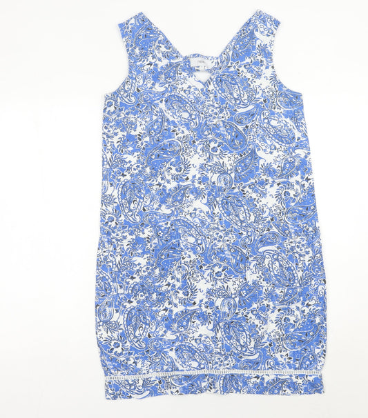 Next Women’s Blue Paisley Sleeveless Shift Dress UK 8 Casual Holiday