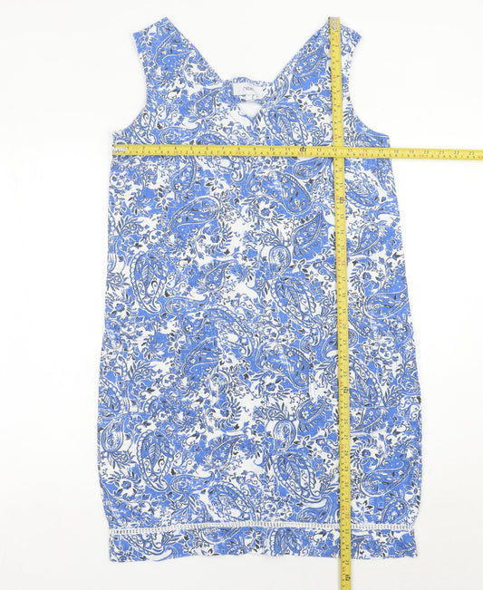 Next Women’s Blue Paisley Sleeveless Shift Dress UK 8 Casual Holiday