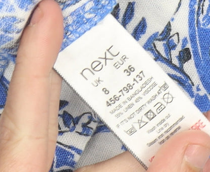 Next Women’s Blue Paisley Sleeveless Shift Dress UK 8 Casual Holiday