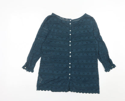 Womens UK Size 10 Fat Face Blue Tunic Blouse