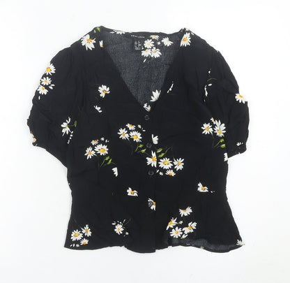 Womens UK Size 6 New Look Black Tunic Blouse