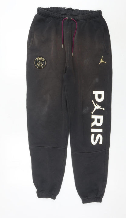 Jordan Men’s Black Sweatpants Size S PSG Logo Tapered Fit