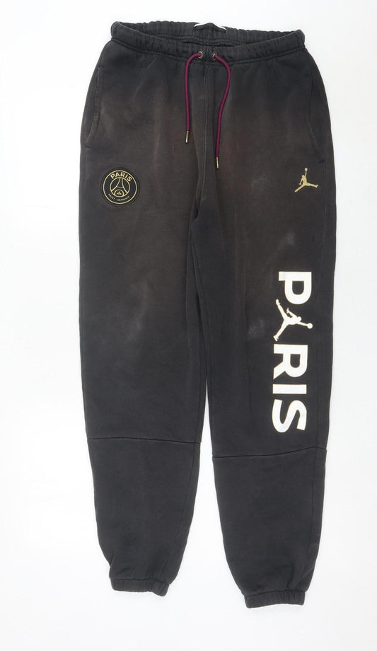 Jordan Men’s Black Sweatpants Size S PSG Logo Tapered Fit