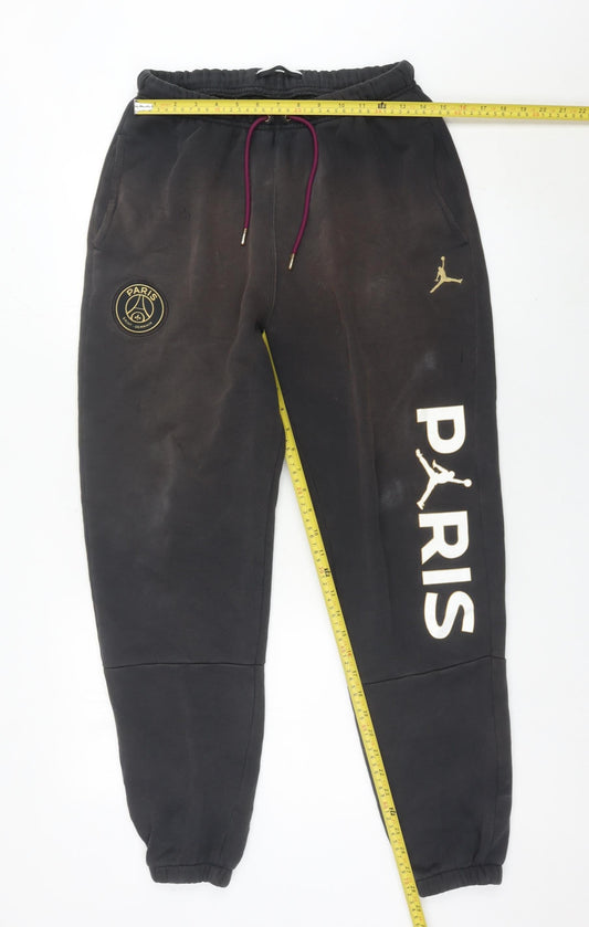Jordan Men’s Black Sweatpants Size S PSG Logo Tapered Fit