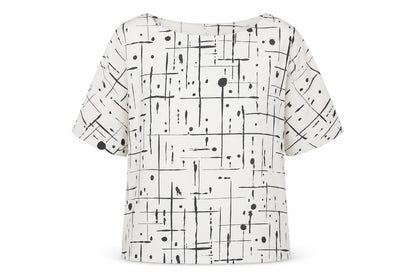 GANT Womens White Geometric Tunic Blouse Top Size 10 Short Sleeve