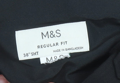 Marks and Spencer Mens Black 38in Regular Fit Dress Pants