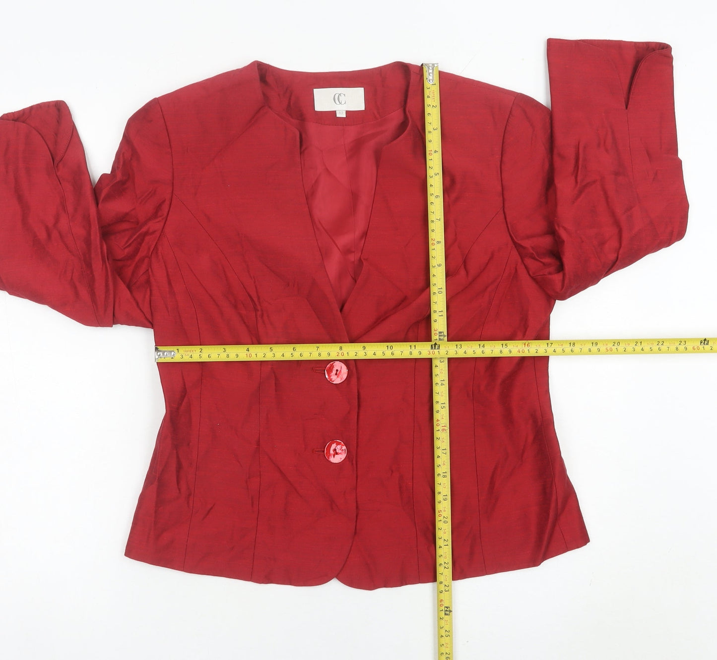 CC Women’s Red Suit Jacket Size 12 Single Breasted Formal Blazer