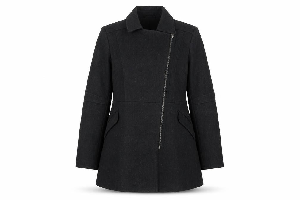 Womens UK Size 14 Warehouse Black Overcoat