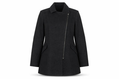 Womens UK Size 14 Warehouse Black Overcoat