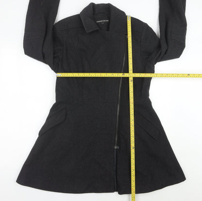 Womens UK Size 14 Warehouse Black Overcoat