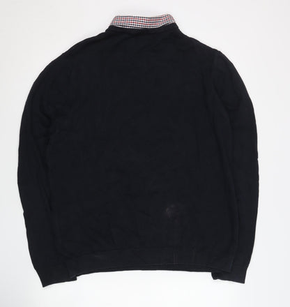 Marks and Spencer Men’s Black Cotton V-Neck Jumper XL