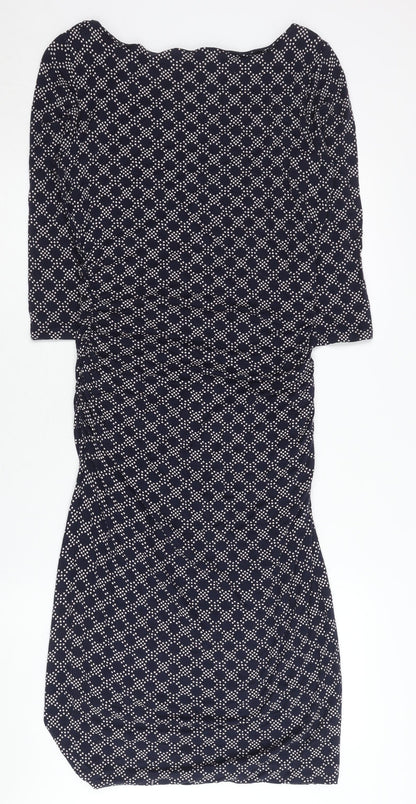 Boden Women’s Blue Geometric Sheath Dress Size 12 Knee Length