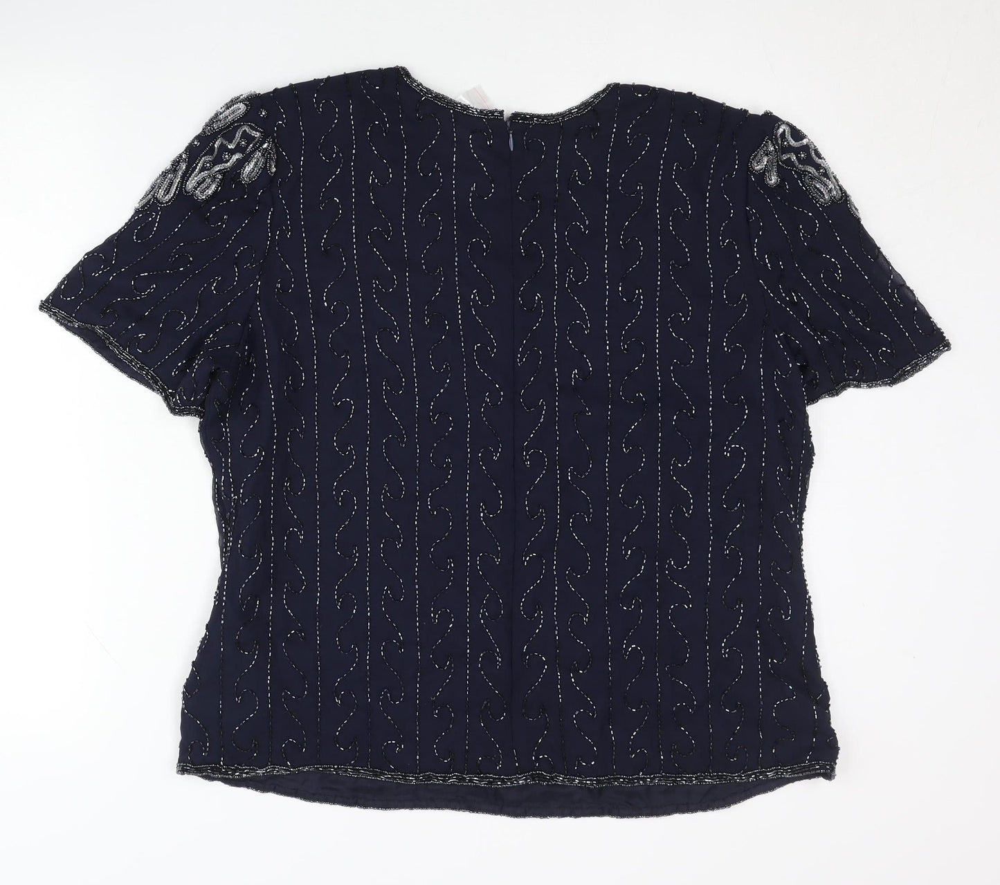 Bonmarché Women’s Blue Beaded Blouse Size 18 Formal Tunic Style