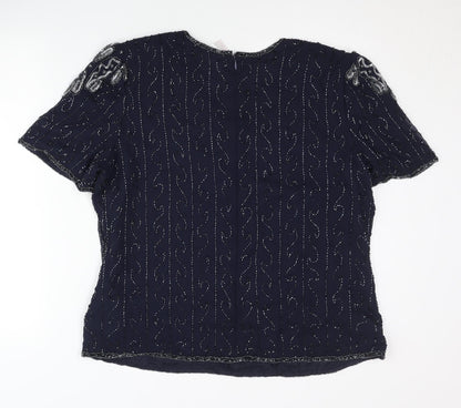 Bonmarché Women’s Blue Beaded Blouse Size 18 Formal Tunic Style