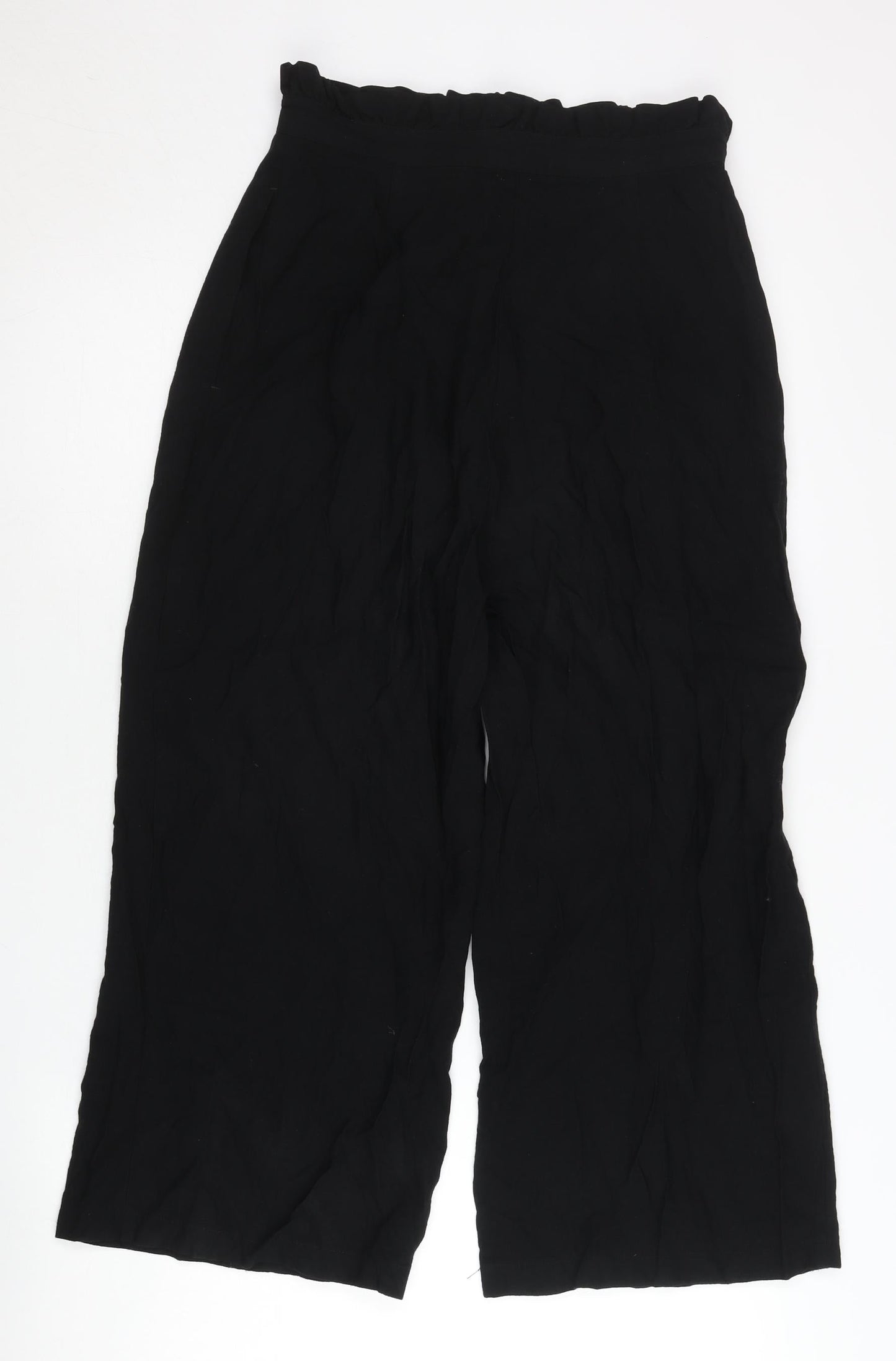 Topshop Women's Black Wide-Leg Cropped Trousers Size 10