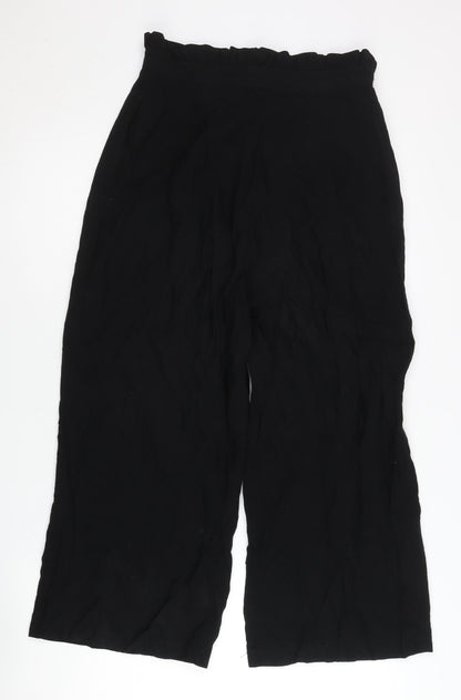 Topshop Women's Black Wide-Leg Cropped Trousers Size 10