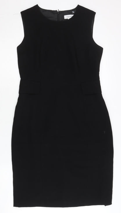 Calvin Klein Women’s Black Sheath Dress Size 10 Knee Length Sleek