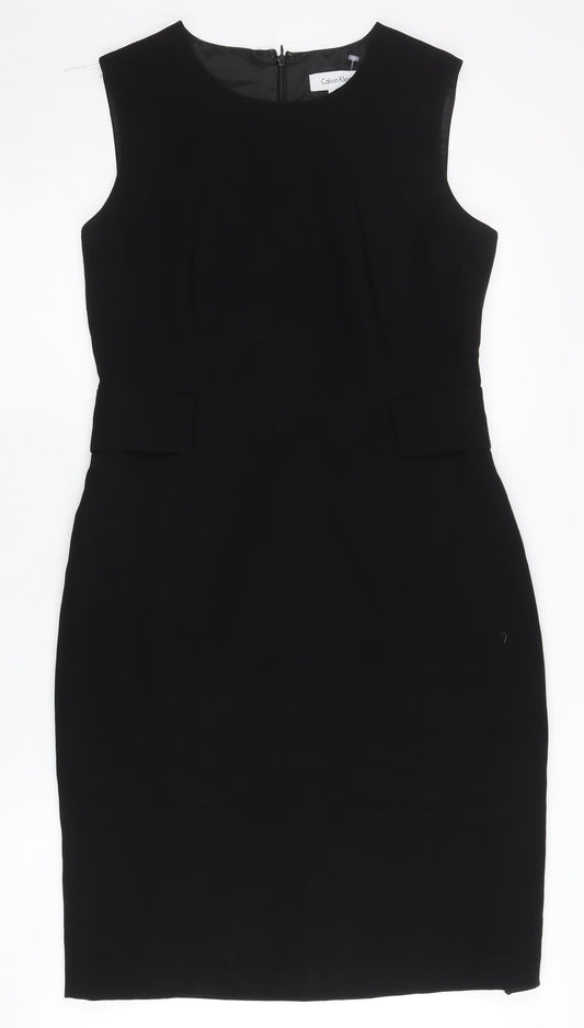 Calvin Klein Women’s Black Sheath Dress Size 10 Knee Length Sleek
