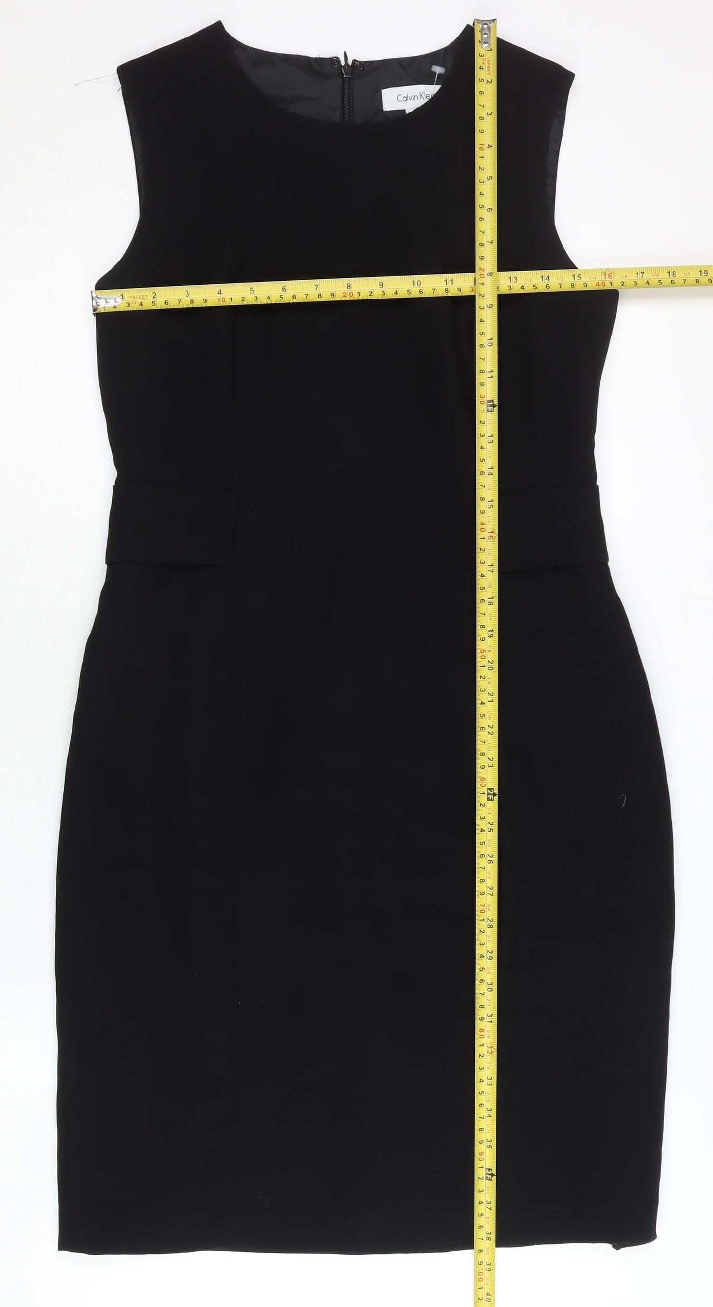 Calvin Klein Women’s Black Sheath Dress Size 10 Knee Length Sleek