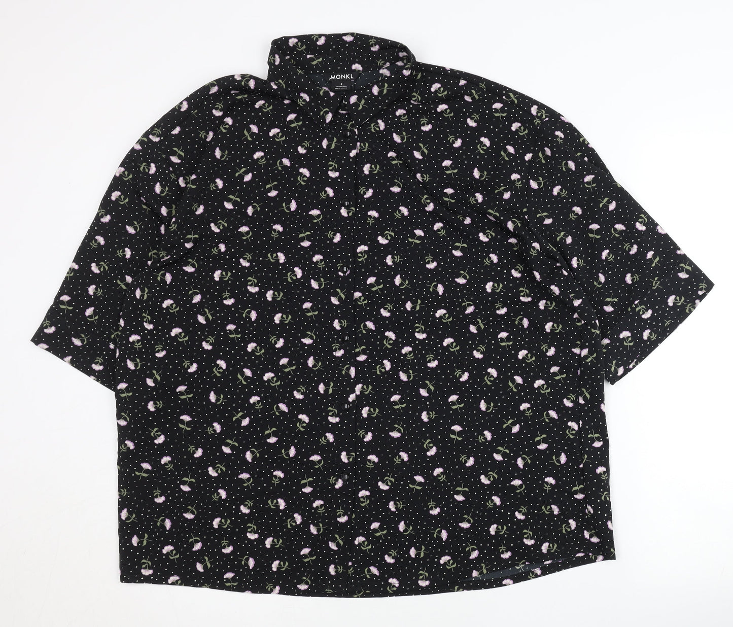 Womens UK Size S Monki Black Basic Button-Up