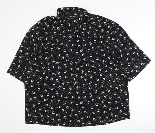 Womens UK Size S Monki Black Basic Button-Up