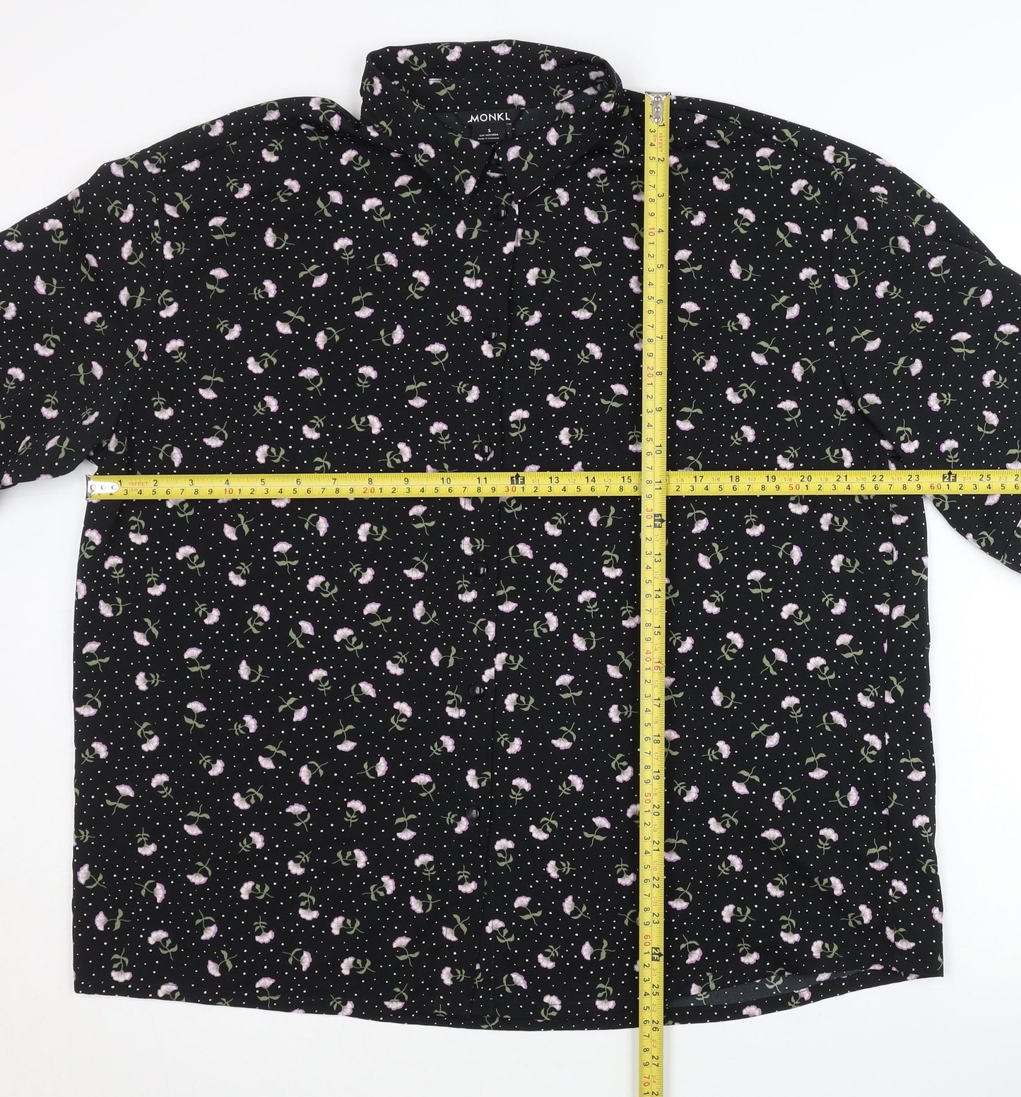 Womens UK Size S Monki Black Basic Button-Up