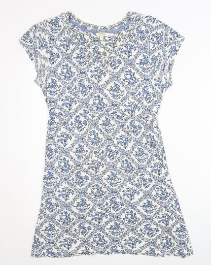 FatFace Women’s Blue Floral Viscose Shift Dress Size 12 Short Sleeve