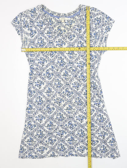 FatFace Women’s Blue Floral Viscose Shift Dress Size 12 Short Sleeve