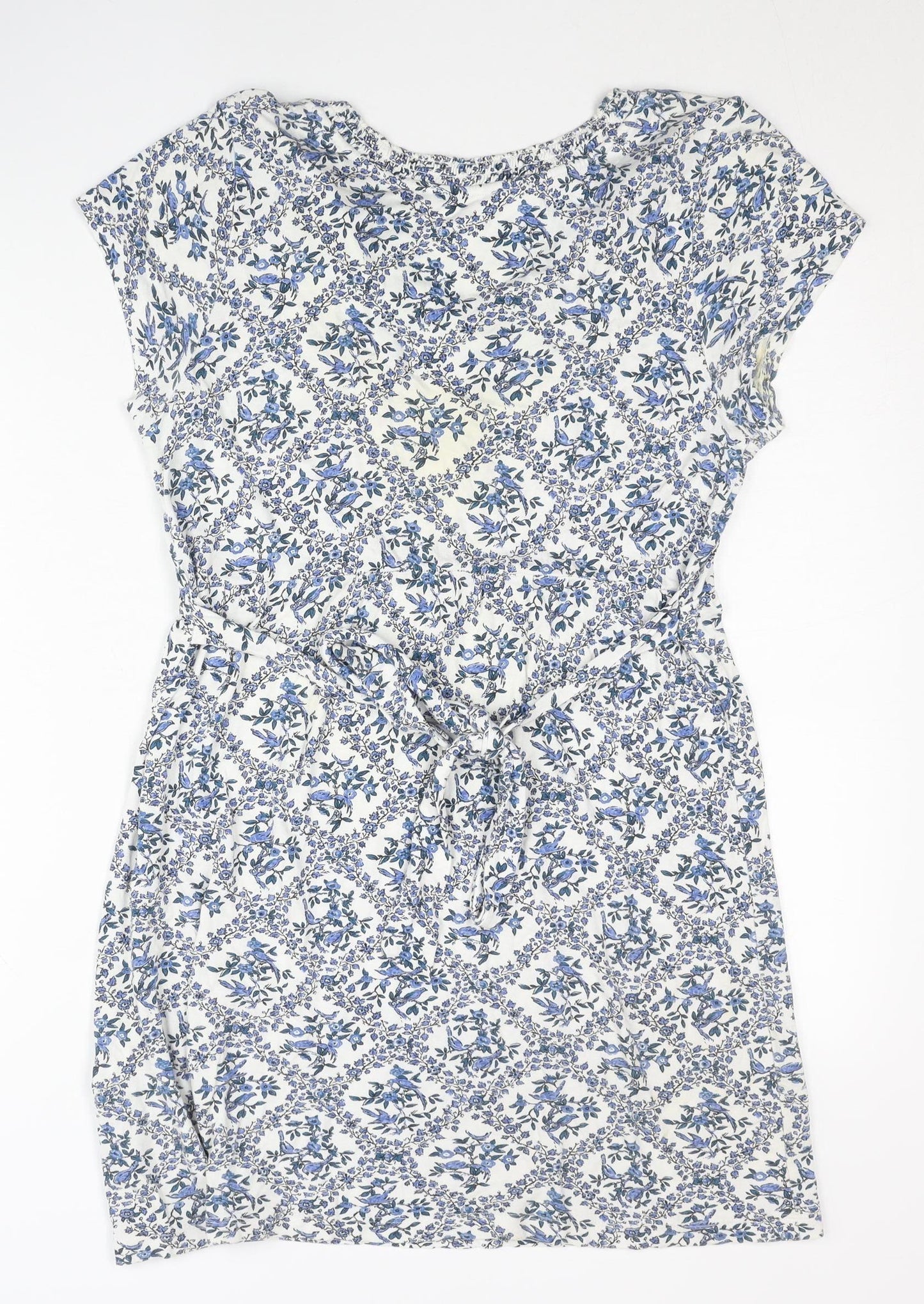 FatFace Women’s Blue Floral Viscose Shift Dress Size 12 Short Sleeve