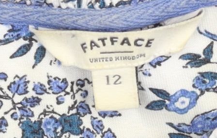 FatFace Women’s Blue Floral Viscose Shift Dress Size 12 Short Sleeve