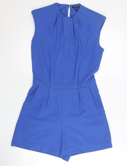 Warehouse Women’s Blue UK 8 Sleeveless Playsuit with Zip