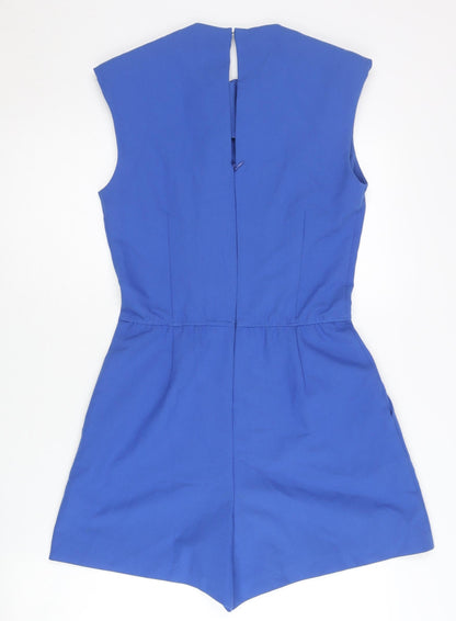 Warehouse Women’s Blue UK 8 Sleeveless Playsuit with Zip