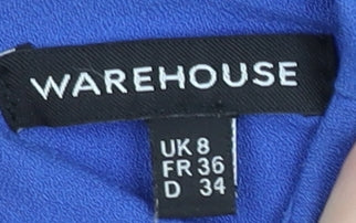 Warehouse Women’s Blue UK 8 Sleeveless Playsuit with Zip