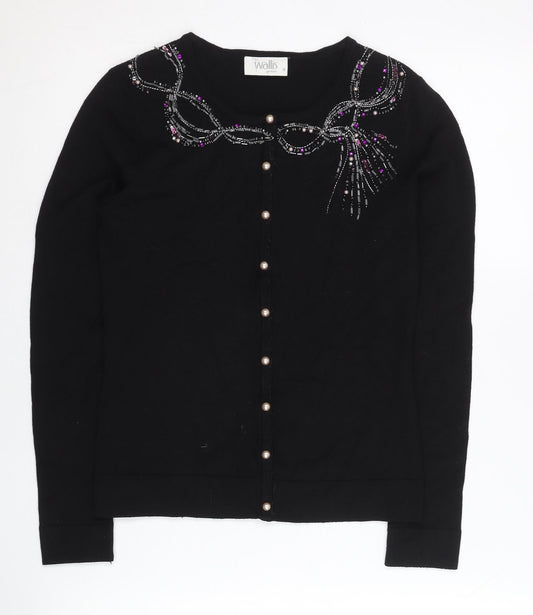 Womens UK Size 8 Wallis Black Cardigan Jumper