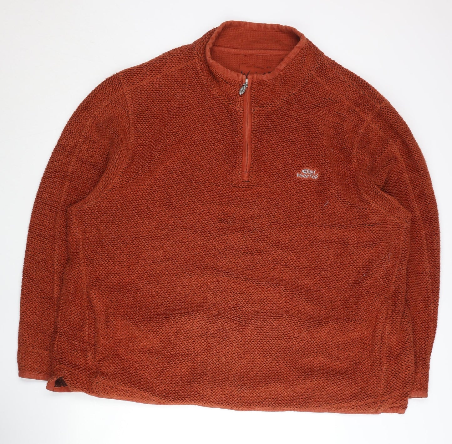 Weird Fish Men’s XL Brown 1/4 Zip Knit Sweatshirt Long Sleeve