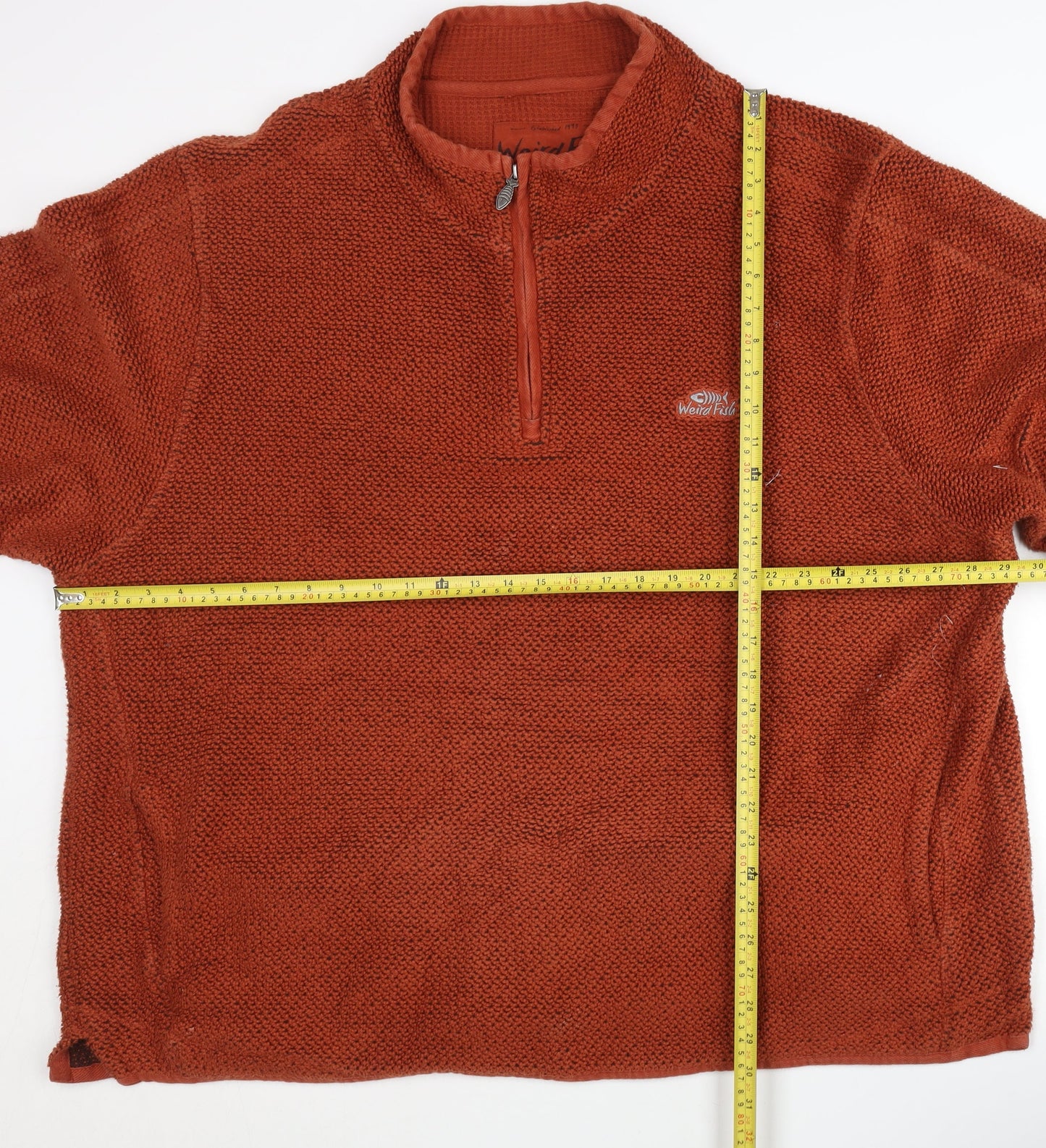 Weird Fish Men’s XL Brown 1/4 Zip Knit Sweatshirt Long Sleeve