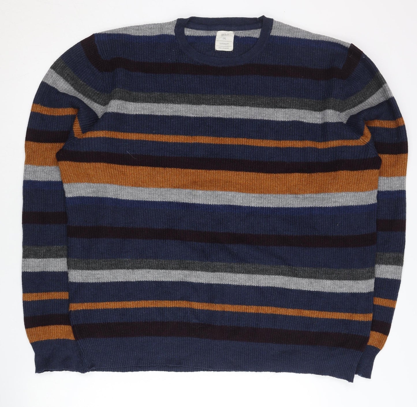 Marks and Spencer Men’s 2XL Blue Striped Pullover Jumper