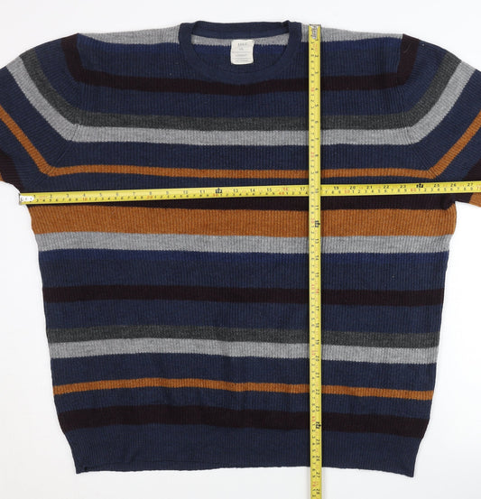 Marks and Spencer Men’s 2XL Blue Striped Pullover Jumper