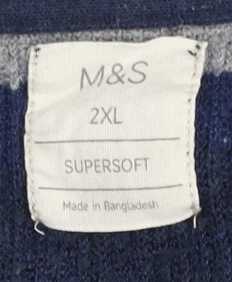 Marks and Spencer Men’s 2XL Blue Striped Pullover Jumper