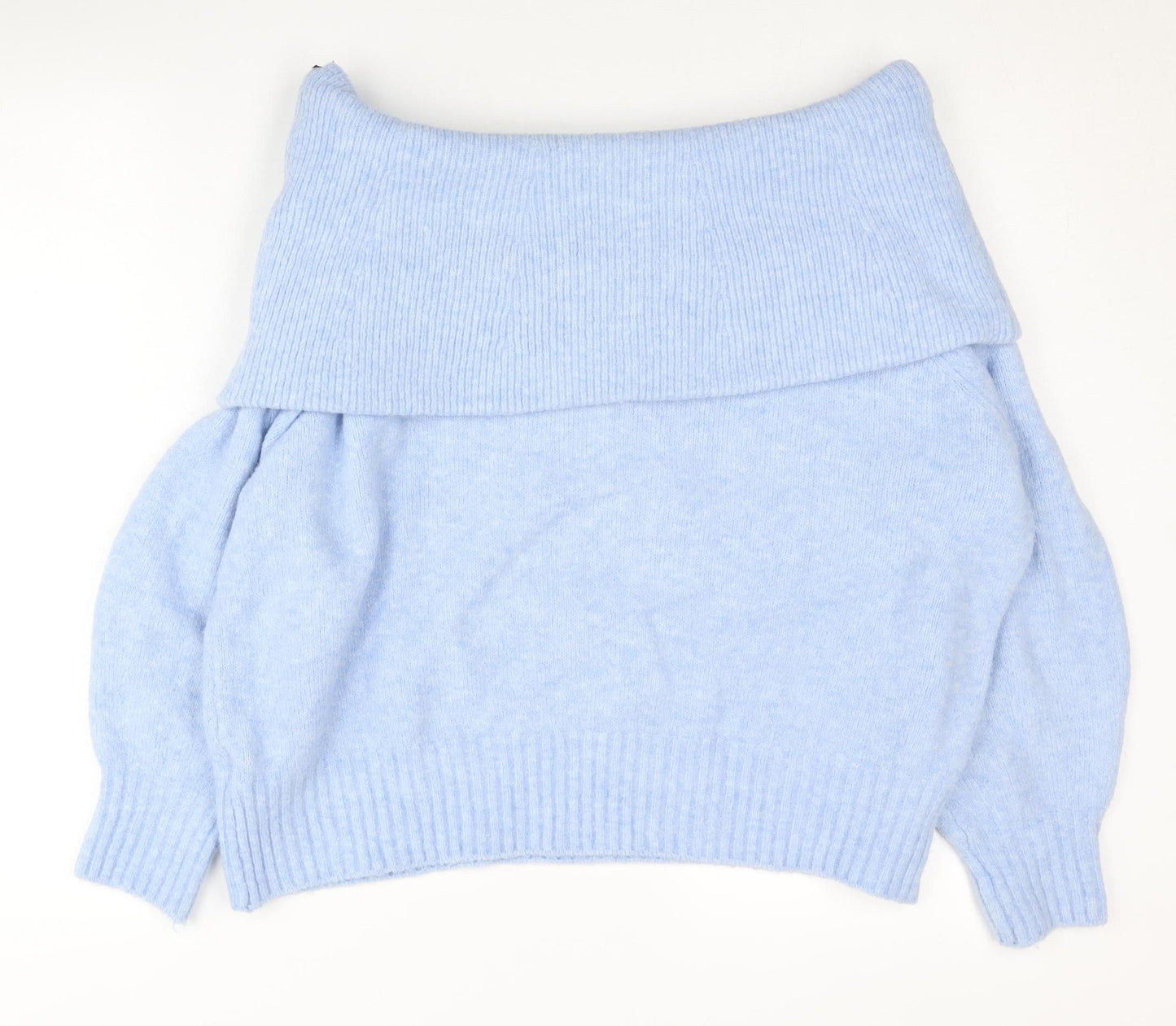 H&M Women’s Blue Cowl Neck Knit Pullover Jumper Size M