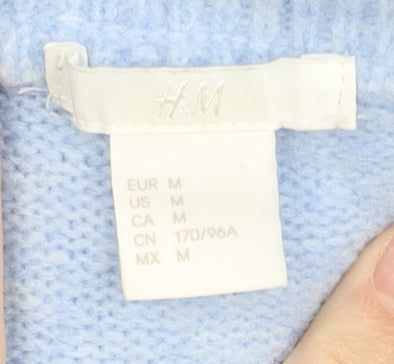 H&M Women’s Blue Cowl Neck Knit Pullover Jumper Size M