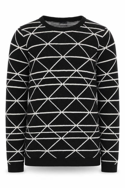 Next Girls Black Geometric Knit Jumper Pullover 12 Years Long Sleeve Cotton