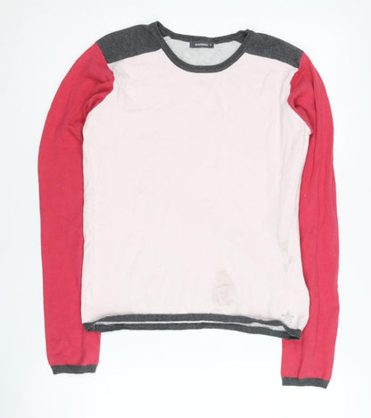 In Extenso Girls Colourblock Pink Red Grey Pullover Jumper Size 16 Years