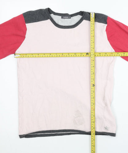 In Extenso Girls Colourblock Pink Red Grey Pullover Jumper Size 16 Years