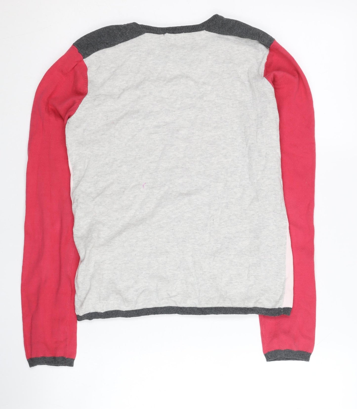 In Extenso Girls Colourblock Pink Red Grey Pullover Jumper Size 16 Years