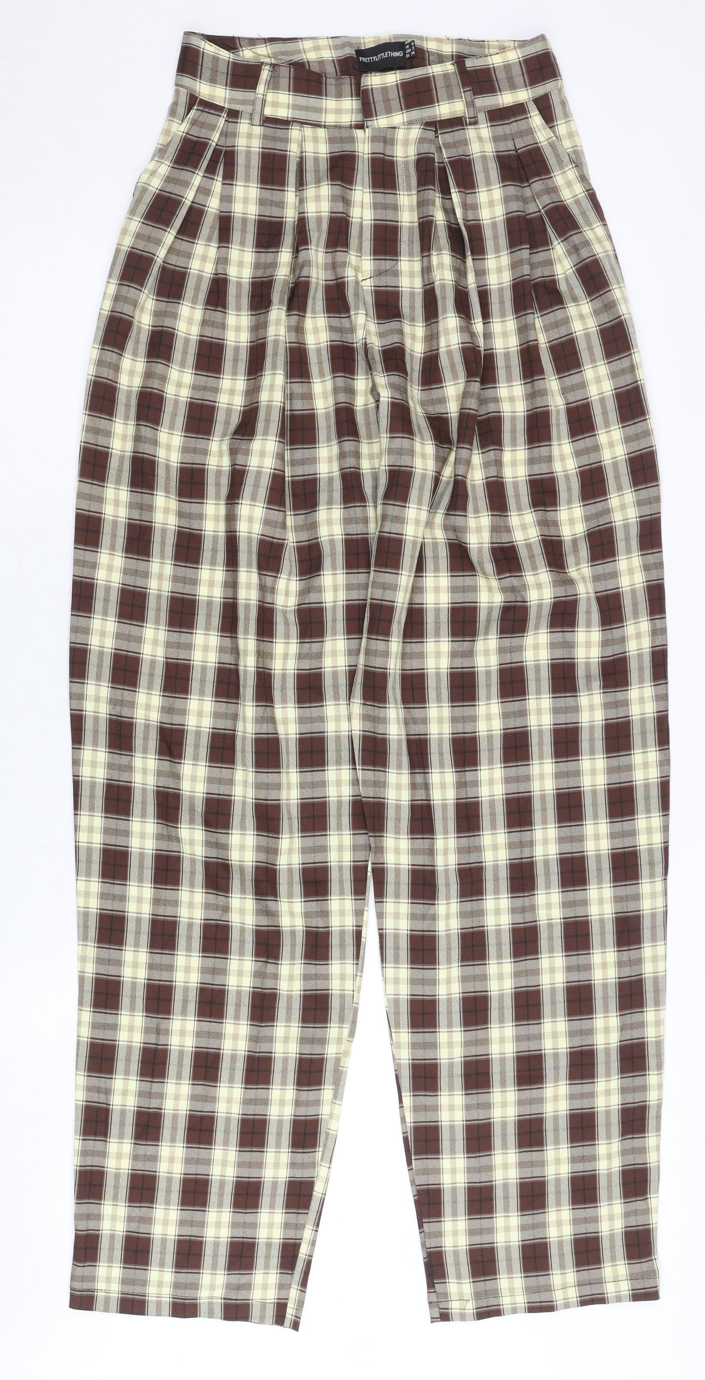 Womens UK Size 6 PRETTYLITTLETHING Regular Fit Chino Brown Trousers