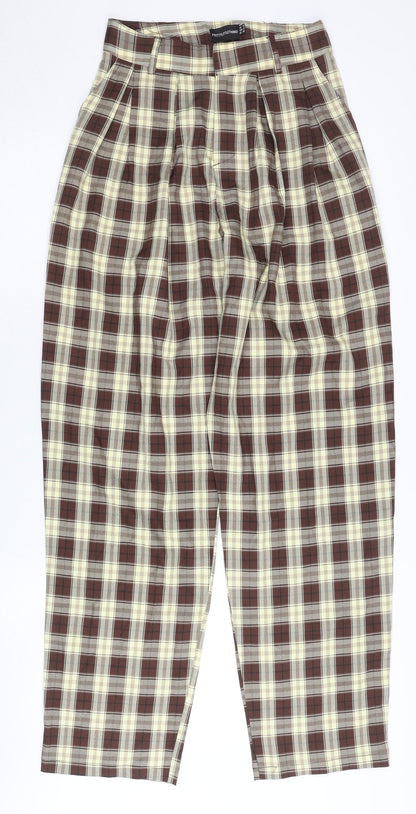 Womens UK Size 6 PRETTYLITTLETHING Regular Fit Chino Brown Trousers