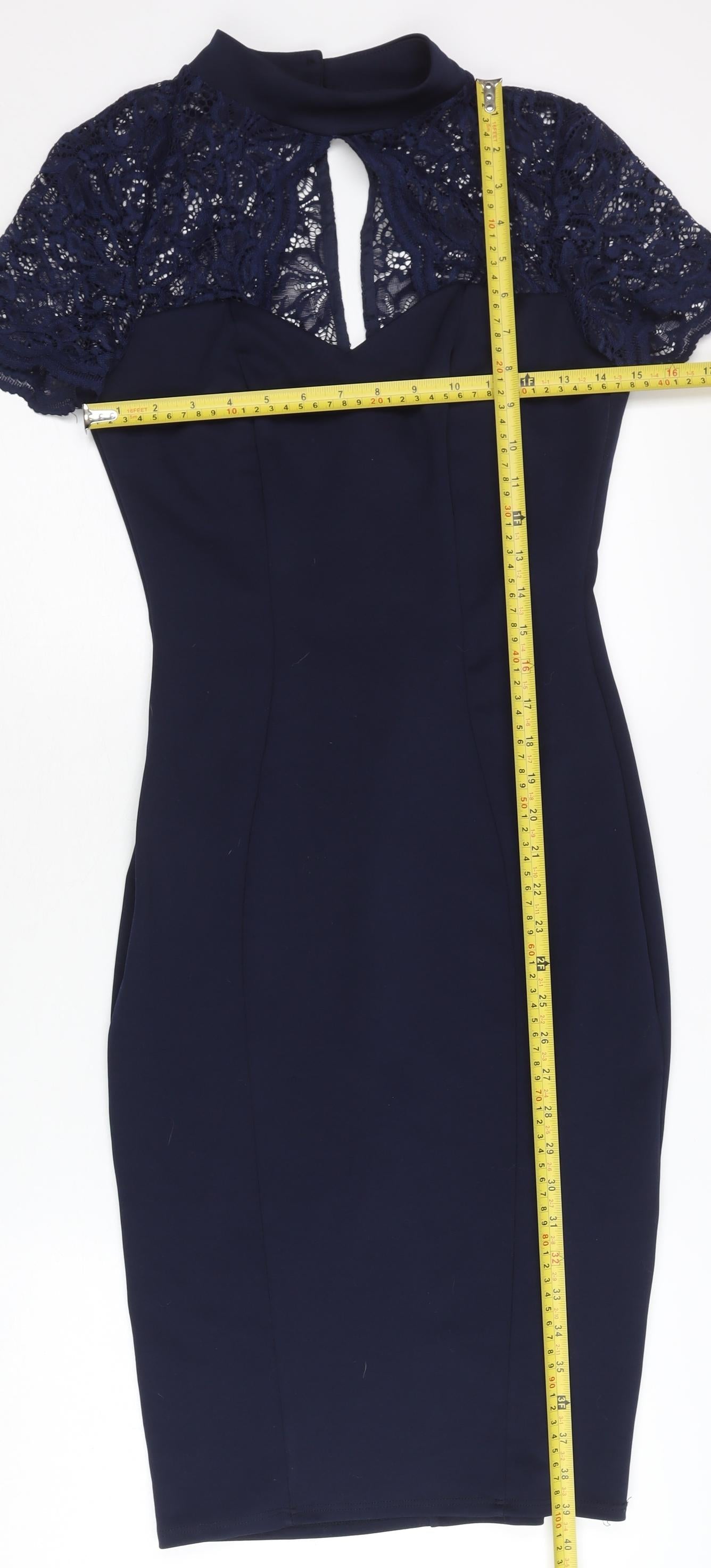 Jessica Wright Women’s Blue Lace Sheath Dress Size 10 Knee Length