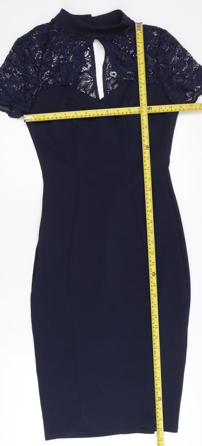 Jessica Wright Women’s Blue Lace Sheath Dress Size 10 Knee Length